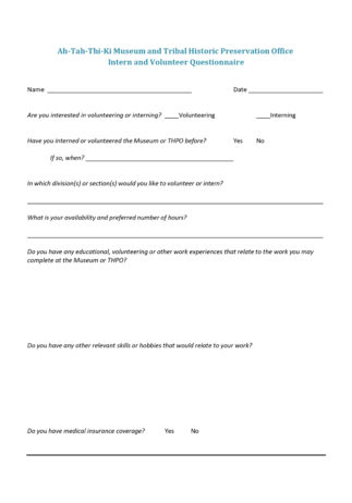 Internship and Volunteer Fillable Form Thumbnail Image — Get Involved section — Seminole Tribal Historic Preservation Office