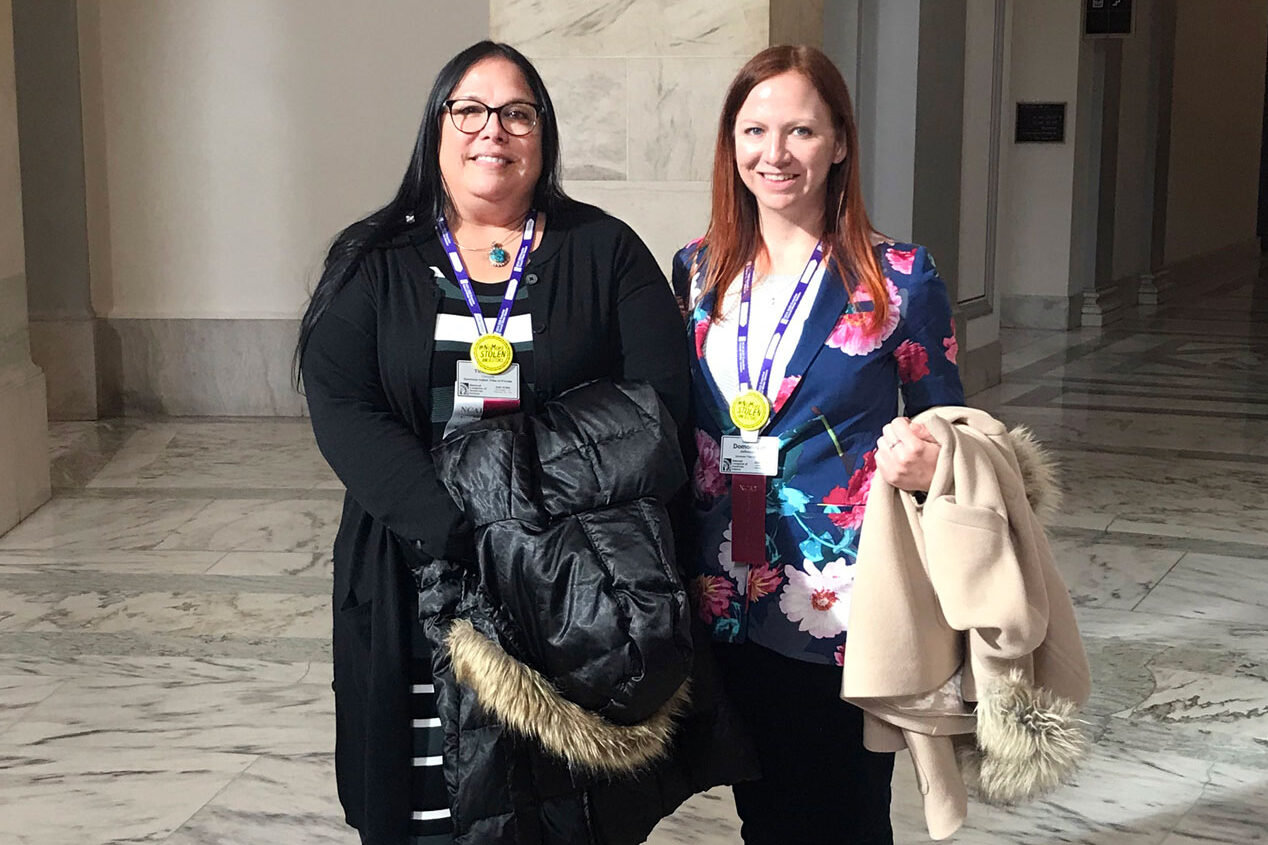 Tina Osceola and Domonique deBeaubien in halls of Congress after meeting Senator Marco Rubio. No More Stolen Ancestors Research Project — Seminole Tribal Historic Preservation Office